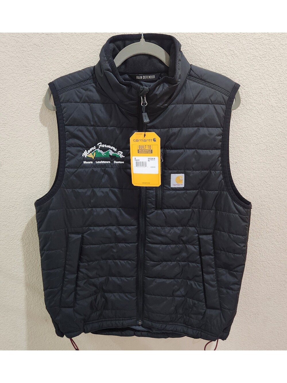 New Carhartt Rain Defender Vest Medium Black Men Relaxed Fit Quilted Full Zip